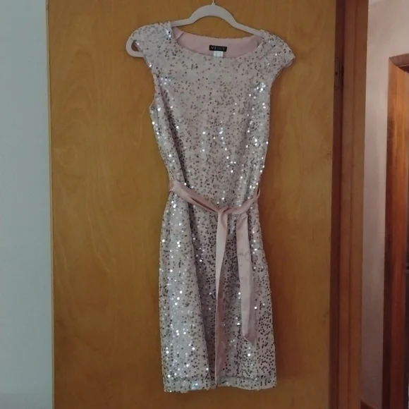 VENUS | Dresses | Venus Nude Pink Sequined Cocktail Dress With Tie At The  Waist Size 4 | Poshmark